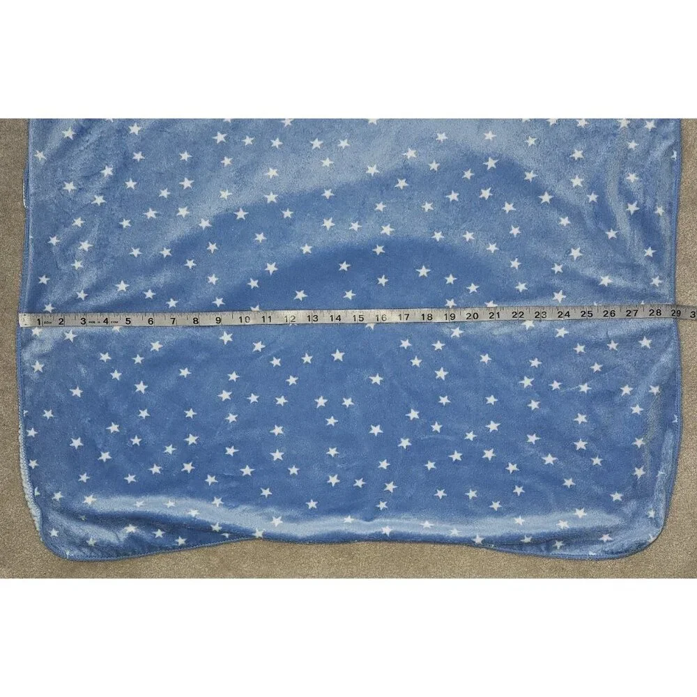 Cloud Island Blue White Stars Baby Blanket Fleece Sherpa Soft